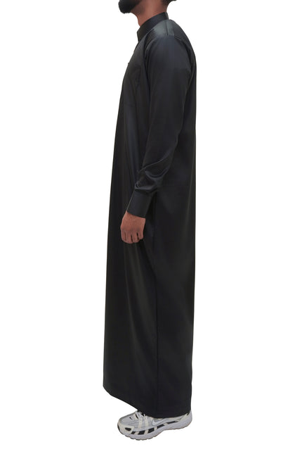 Saudi Collar Thobe - Bedouin Noir