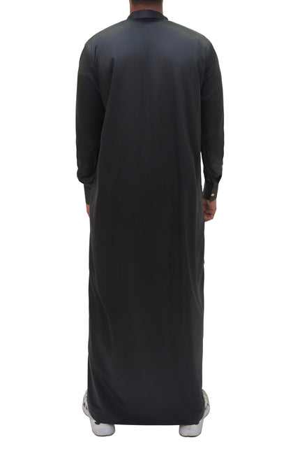 Saudi Collar Thobe - Bedouin Noir