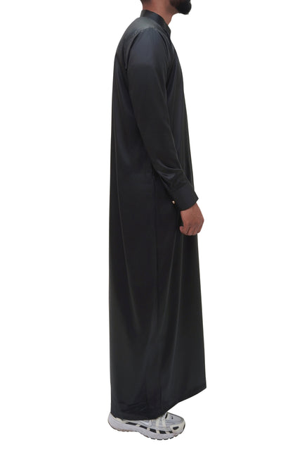 Saudi Collar Thobe - Bedouin Noir