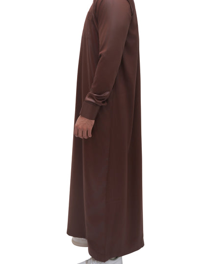 Saudi Collar Thobe - Date Brown