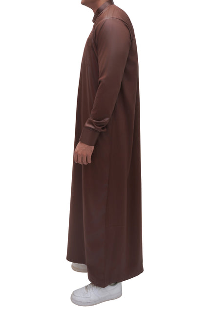Saudi Collar Thobe - Date Brown