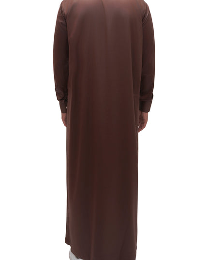 Saudi Collar Thobe - Date Brown