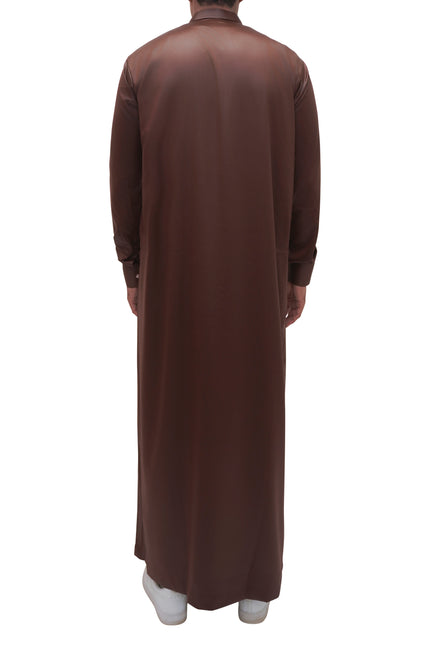Saudi Collar Thobe - Date Brown