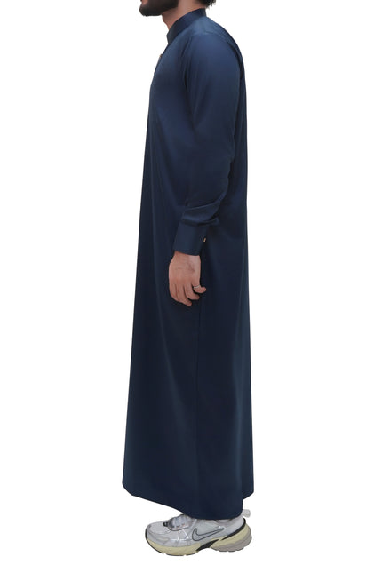 Saudi Collar Thobe - Moonlit Navy