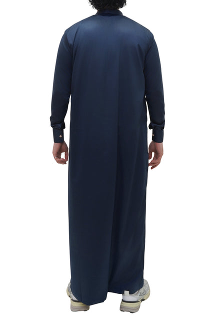 Saudi Collar Thobe - Moonlit Navy