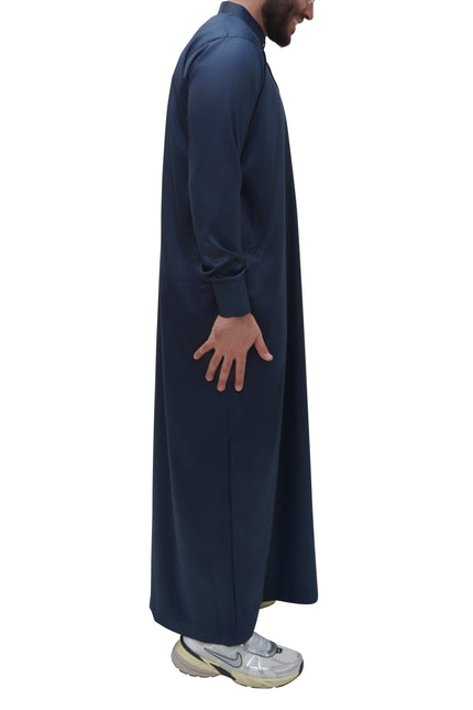 Saudi Collar Thobe - Moonlit Navy