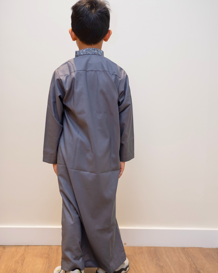 Boy's Premium Saudi Thobe - Midnight Ash