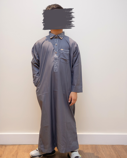 Boy's Premium Saudi Thobe - Midnight Ash
