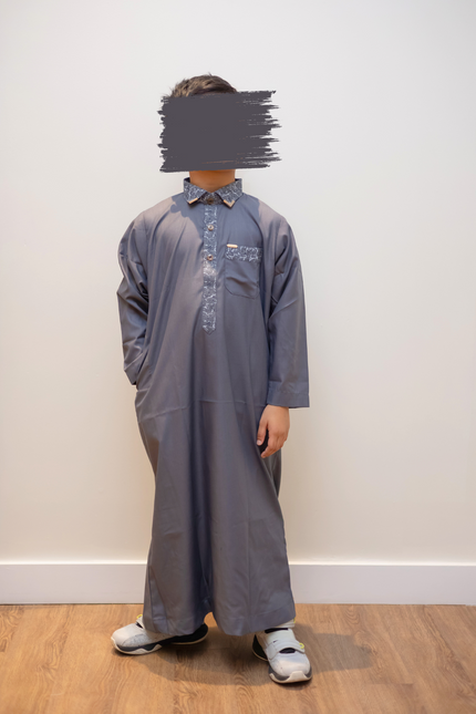 Boy's Premium Saudi Thobe - Midnight Ash