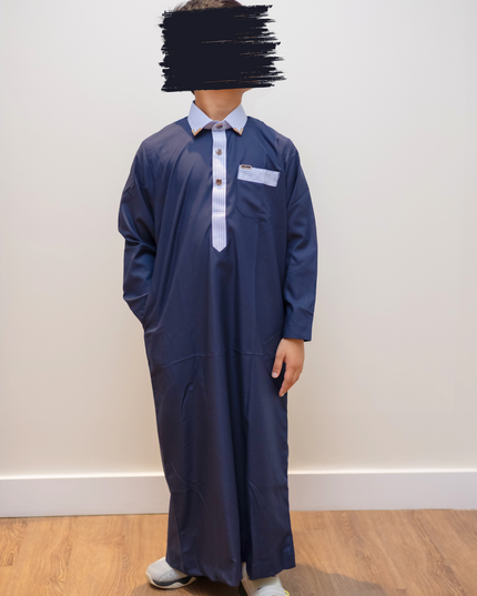 Boy's Premium Saudi Thobe - Moonlit Navy
