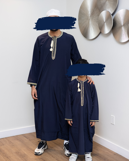 Boy's Premium Omani Thobe - Moonlit Navy