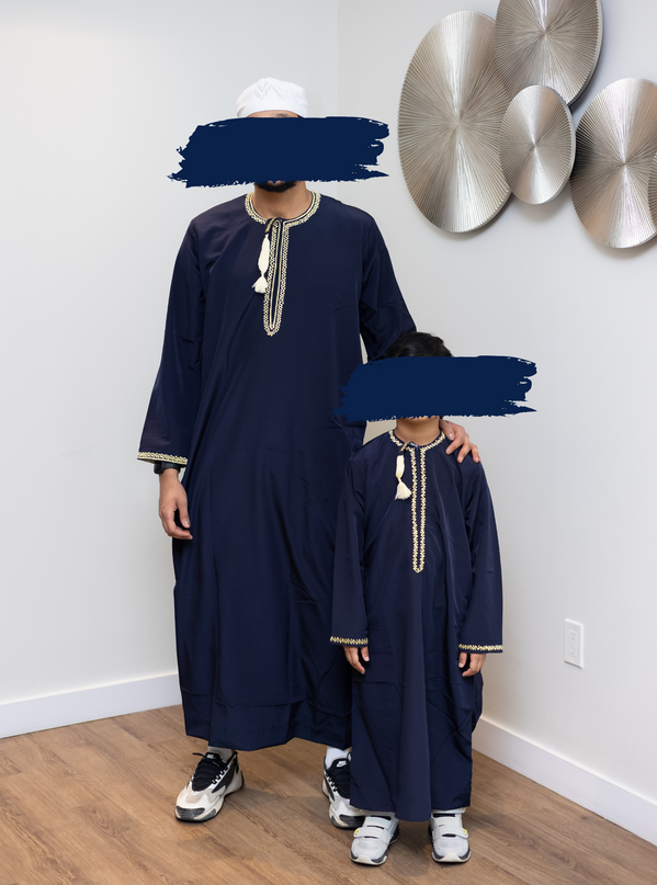 Premium Omani Thobe - Moonlit Navy