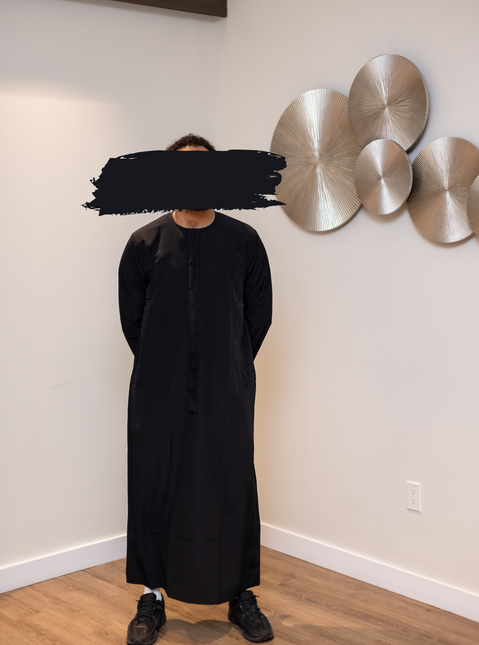 Premium Emirati Thobe - Midnight Black