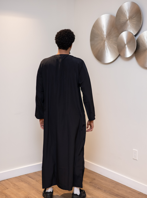 Premium Emirati Thobe - Midnight Black