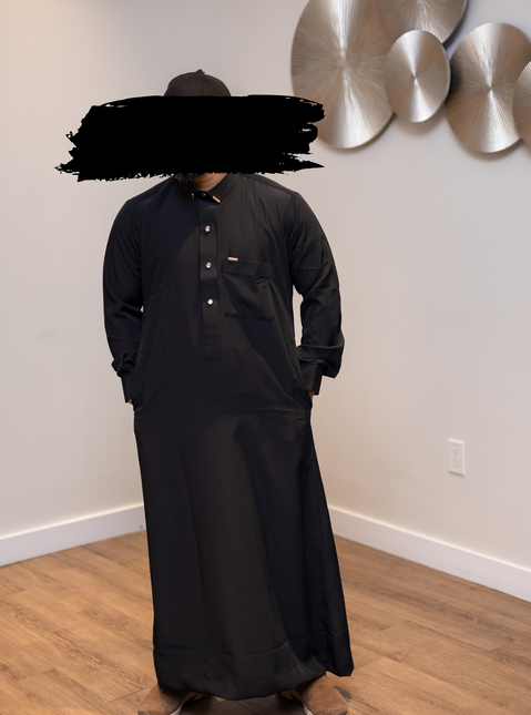 Premium Saudi Thobe - Bedouin Noir