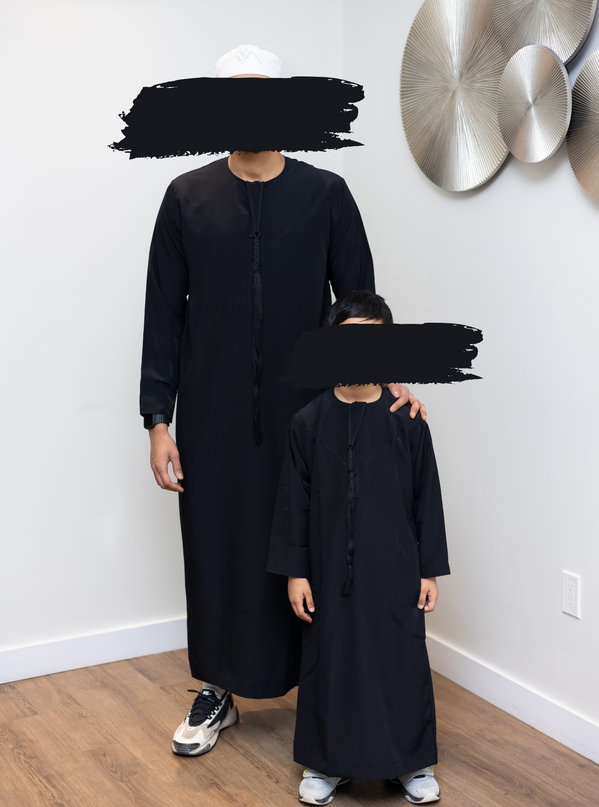 Premium Emirati Thobe - Midnight Black