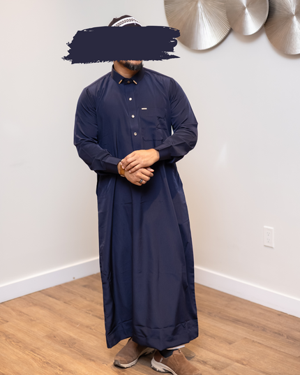 Premium Saudi Thobe - Moonlit Navy