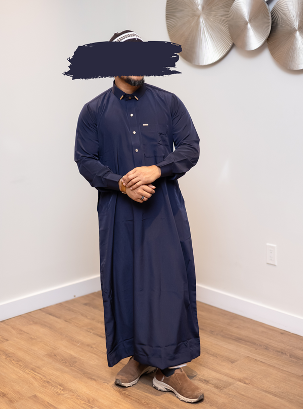 Premium Saudi Thobe - Moonlit Navy