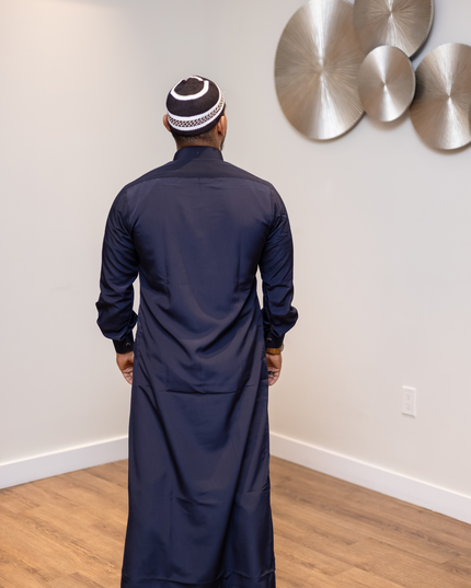 Premium Saudi Thobe - Moonlit Navy
