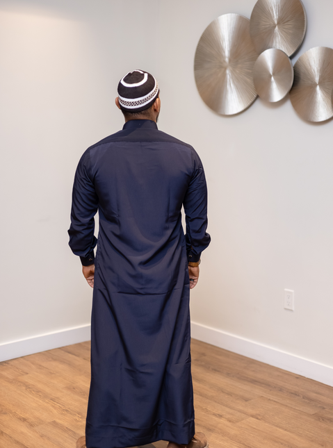 Premium Saudi Thobe - Moonlit Navy